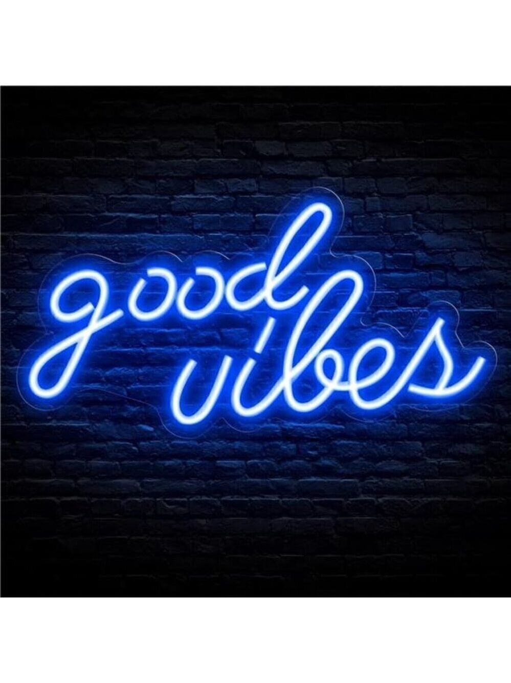 Blue Good Vibes Neon Sign LED Wall Decor Light Bedroom Wall (16.1 x 8.3 inch)